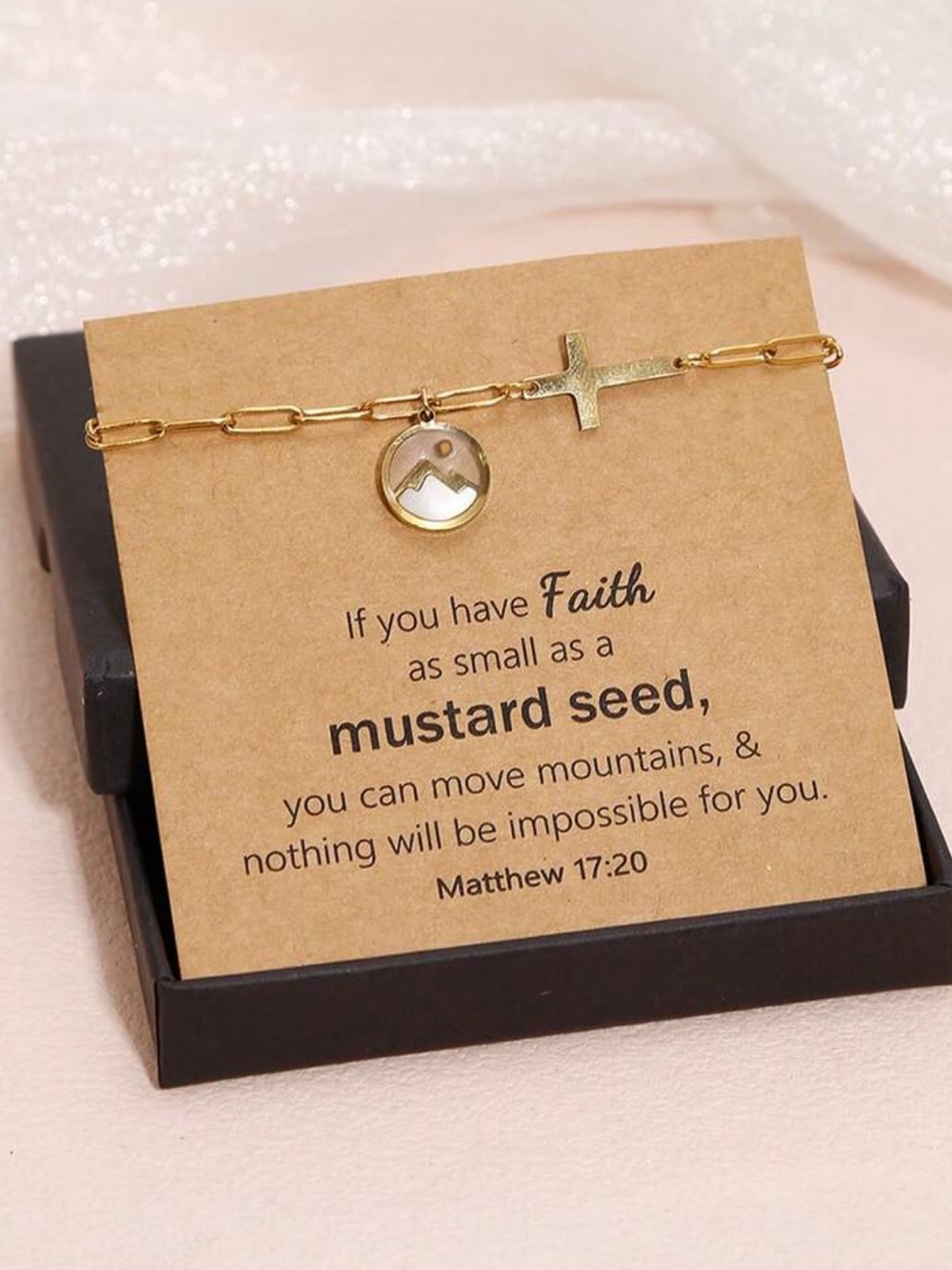 Mustard Seed stainless steel chain Bracelet Christian Inspirational Religious